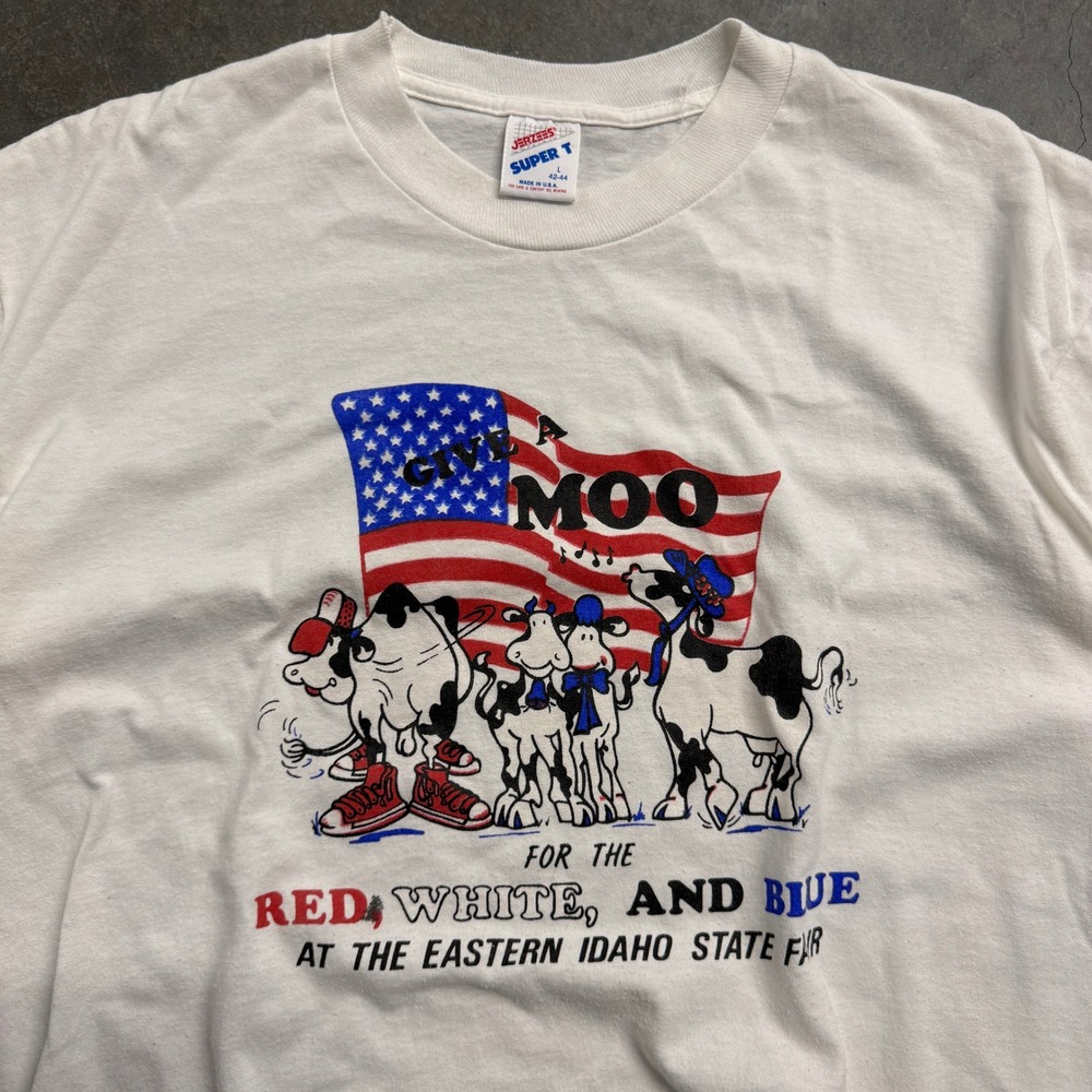 Vintage Jerzees Super T Eastern Idaho State Fair Cow Graphic T-Shirt White L - Picture 2 of 7